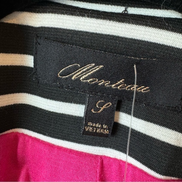 Monteau | 3/4 Length Sleeves | Black & White Striped Blazer - Picture 6 of 7
